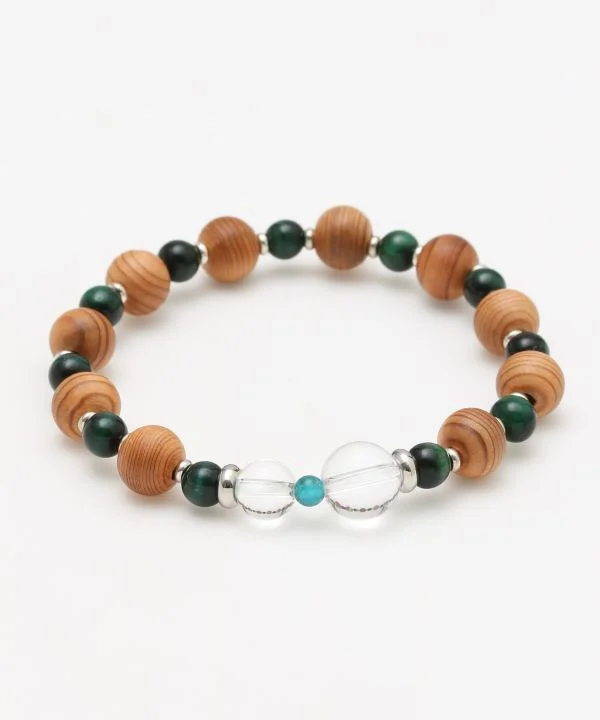 Handmade Bracelets for Kids-YAKUSUGI, Crystal, Green Tiger Eye Bracelet