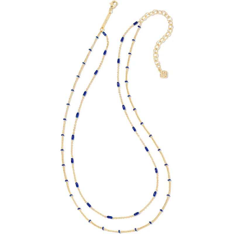 Engraved Necklaces-Kendra Scott Dottie Gold Strand Necklace In Cobalt