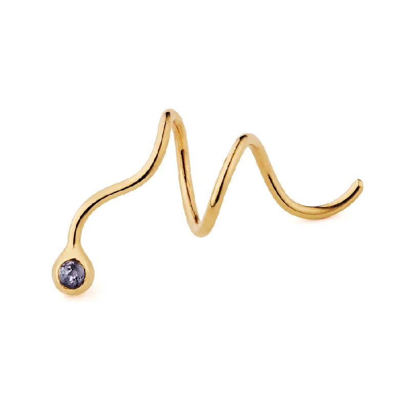 Trendy Hoop Earrings-Puakai Gold Plated Earring w. Sapphire