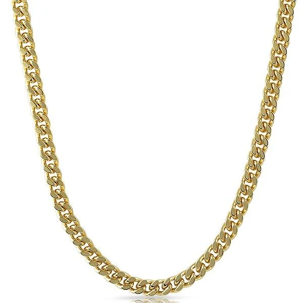 Long Necklaces-Cuban Box Chain Gold Plated Necklace 7MM