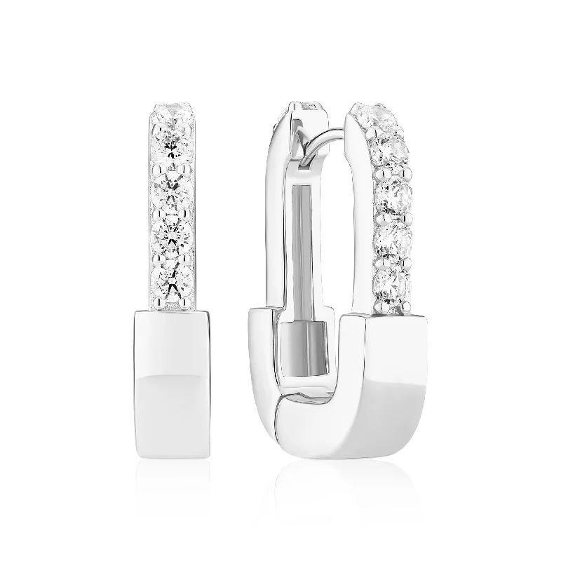 Modern Silver Earrings-Maratea Silver Earrings w. Zirconia