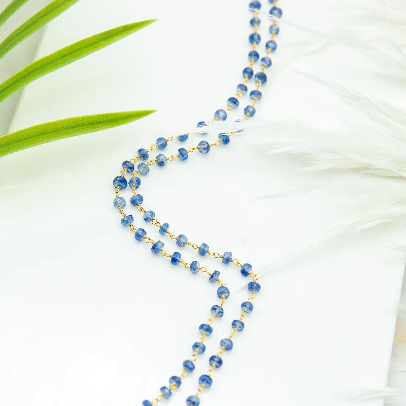 Elegant Gold Necklaces-Blue Sapphire Long Necklace