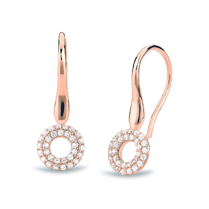 Trendy Crystal Hoop Earrings-Matiné 18K Rosegold Ear Hanger w. 62 Diamonds