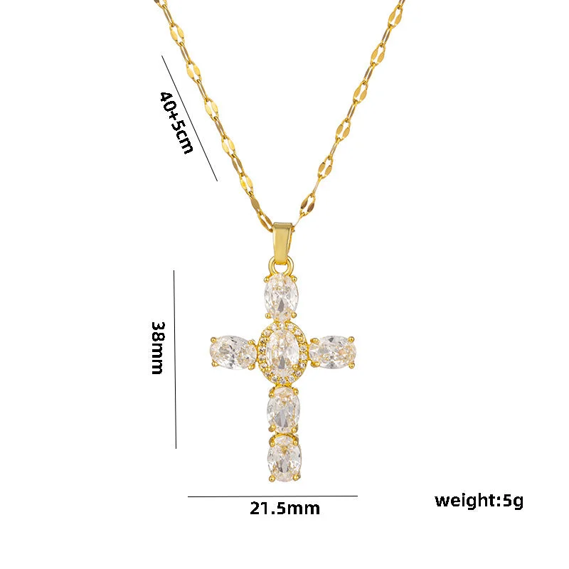 505 Golden White Zircon Cross