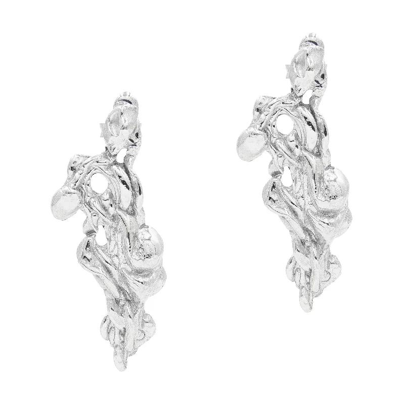 Trendy Crystal Hoop Earrings-The Meliti Silver Earrings