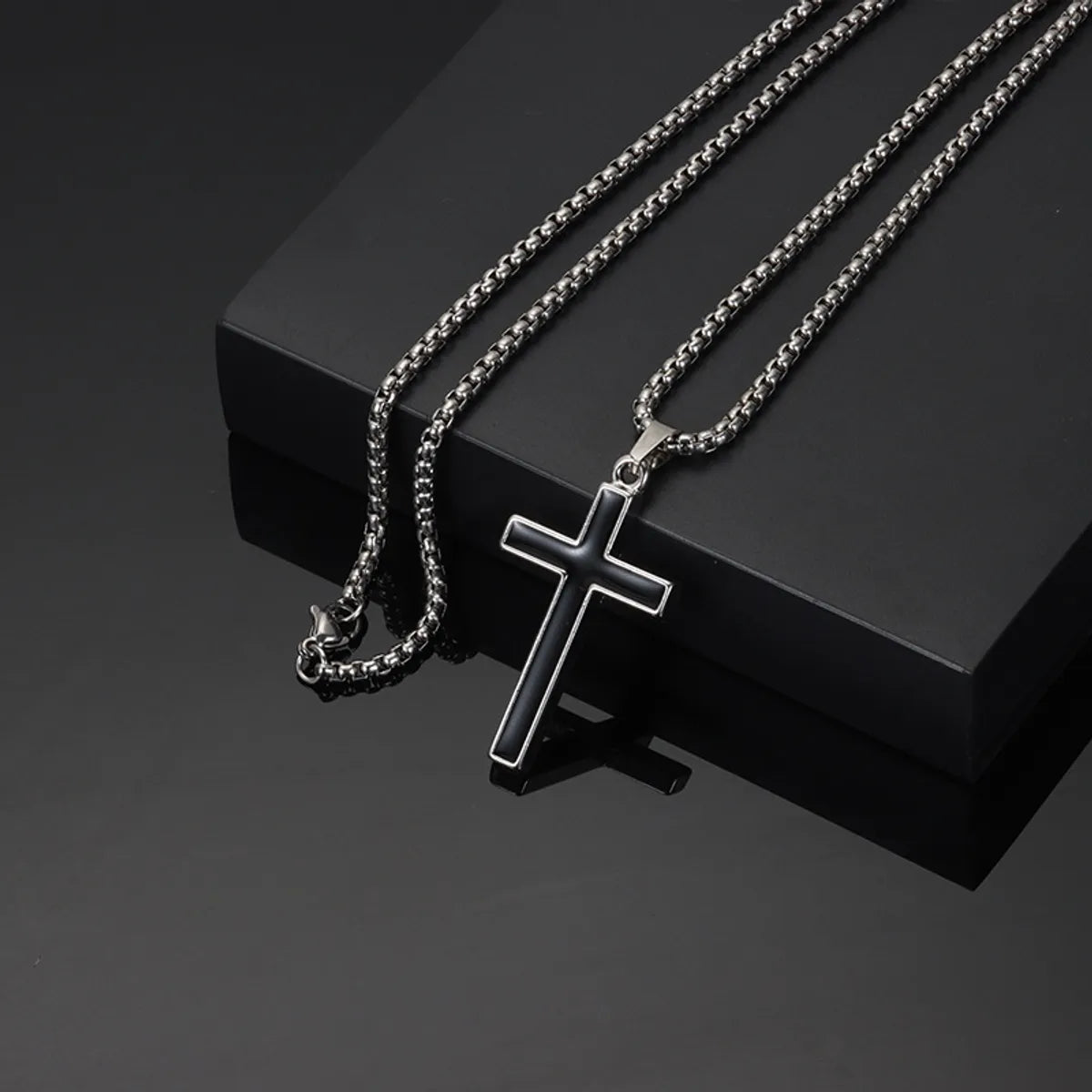 Black Oil Cross Necklace 70cm