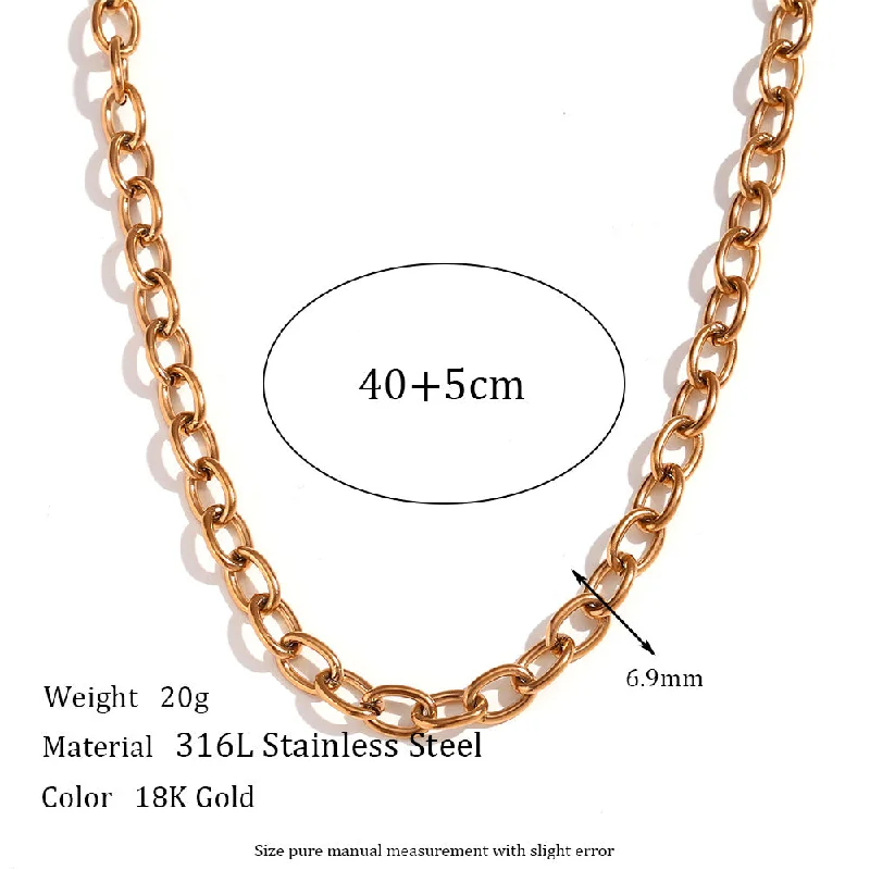 6.9mm Cross Chain - Gold Necklace -40cm 5cm