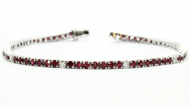 Trendy Bangles for Women-Ruby And Diamond Space Bracelet Ad No.0653