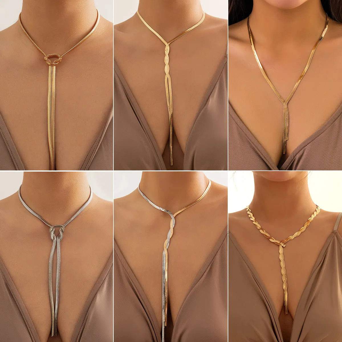 Adjustable Chain Necklaces-Sexy Simple Style Solid Color Copper Plating Chain Long Necklace