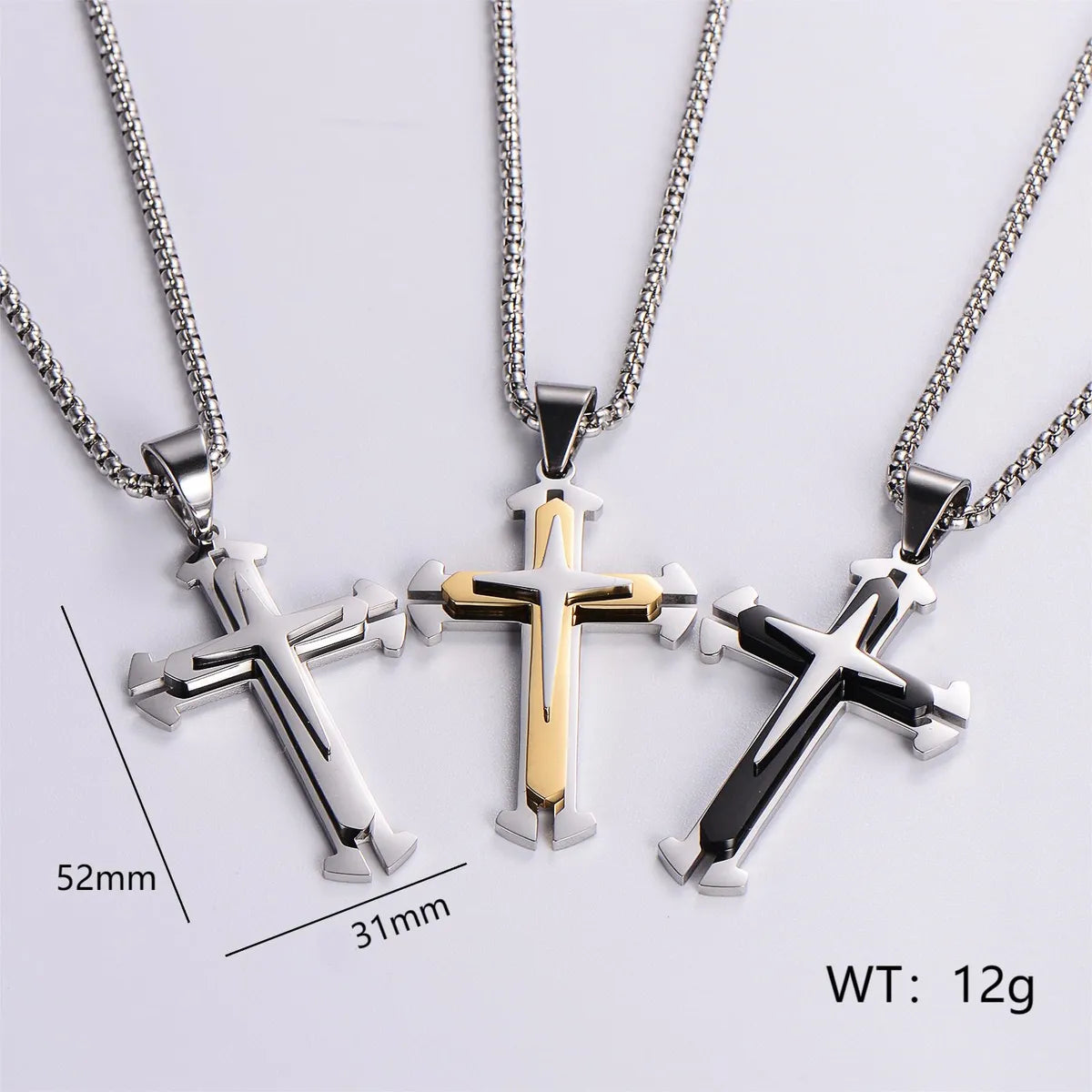 Designer Silver Necklaces-Hip-Hop Streetwear Cross 304 Stainless Steel Unisex