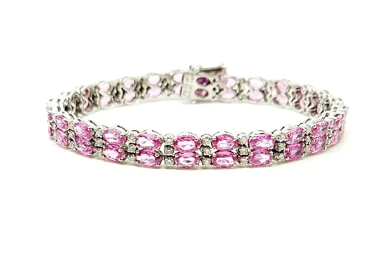 Designer Bracelets for Fashionistas-DOUBLE ROW PINK SAPPHIRE & DIAMOND BRACELET AD NO. 2036