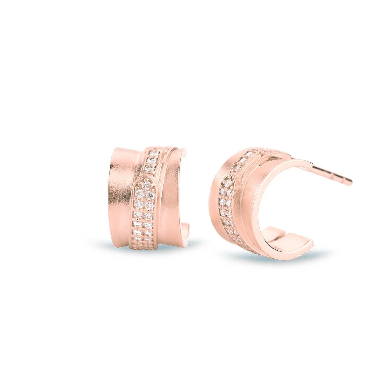 Simple Drop Earrings for Women-Jovian 18K Rosegold Earrings w. Diamonds