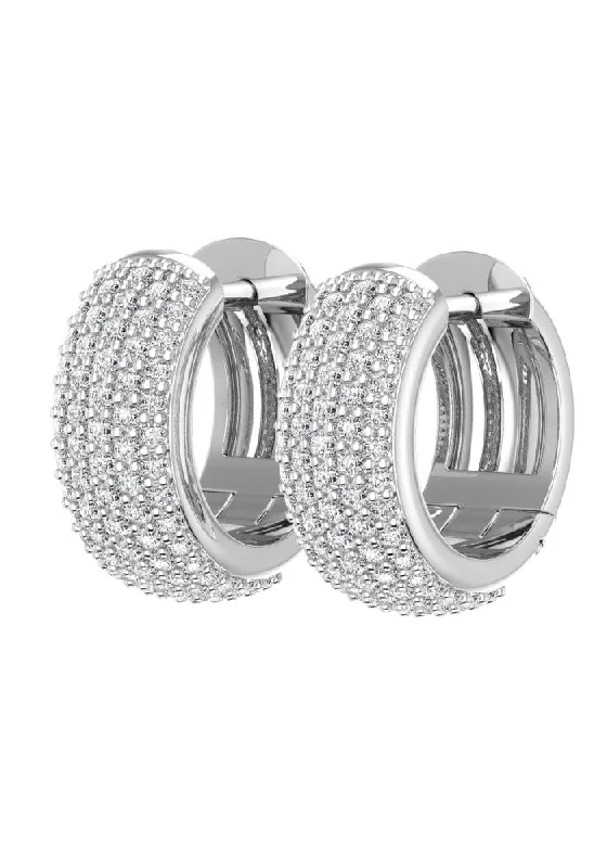 Sparkling Drop Earrings-Grand Pave 18K Whitegold Earrings w. Lab-Grown Diamonds