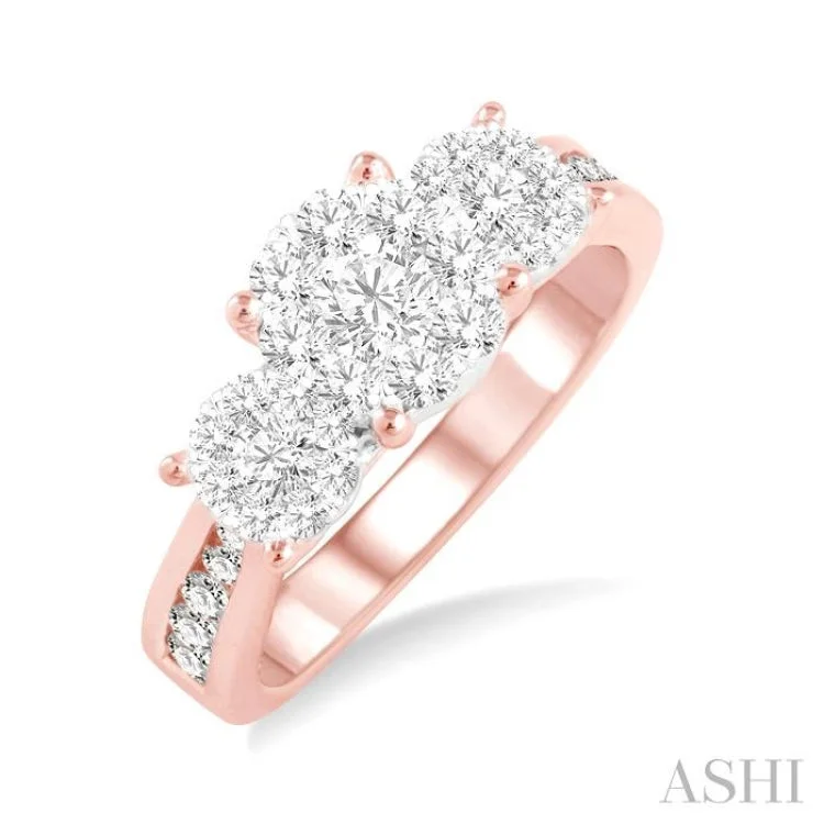 Custom Vintage Wedding Rings-3/4 ctw Lovebright Round Cut Diamond Ring in 14K Rose and White Gold