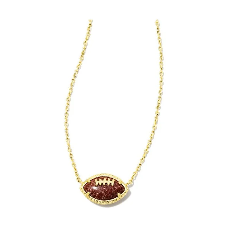 Designer Gold Necklaces-Kendra Scott Football Necklace in Orange Goldstone