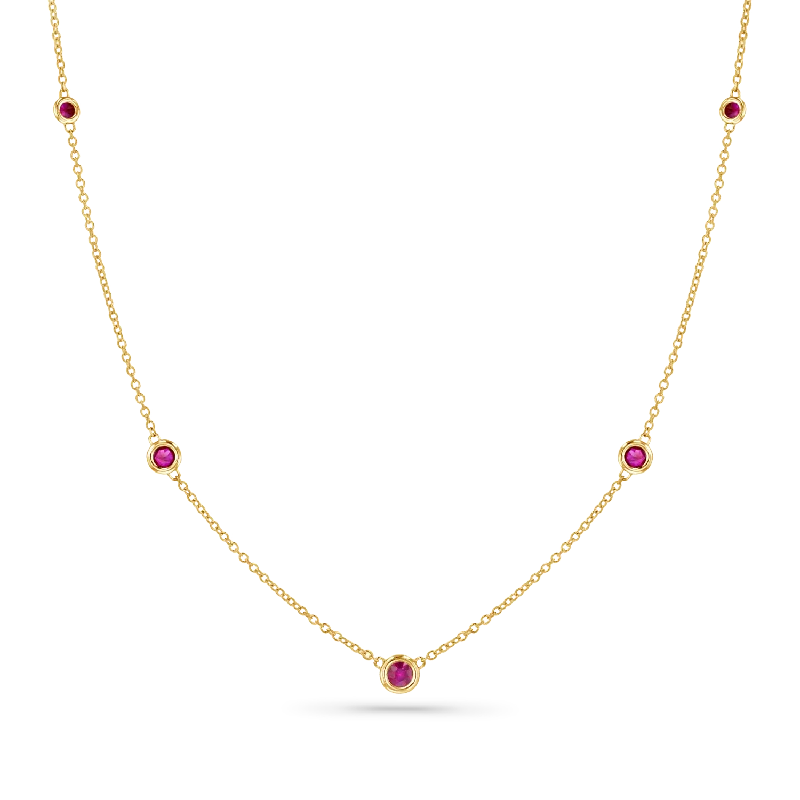 Trendy Pendant Necklaces-Ruby Bezel Strand Necklace