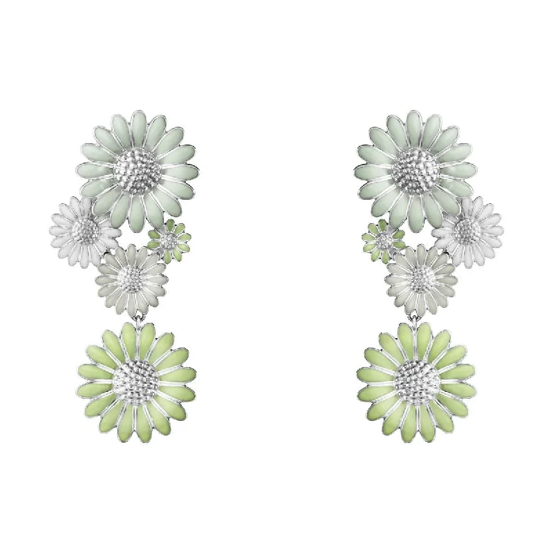 Modern Crystal Earrings for Women-Daisy x Stine Goya Silver, White, Green & Blue Earrings