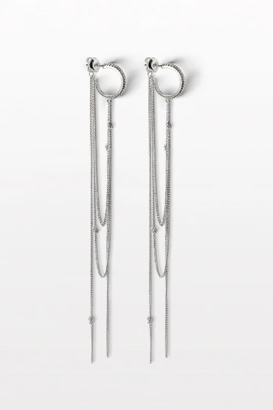 Geometric Crystal Drop Earrings-Contra 06 Silver Earrings