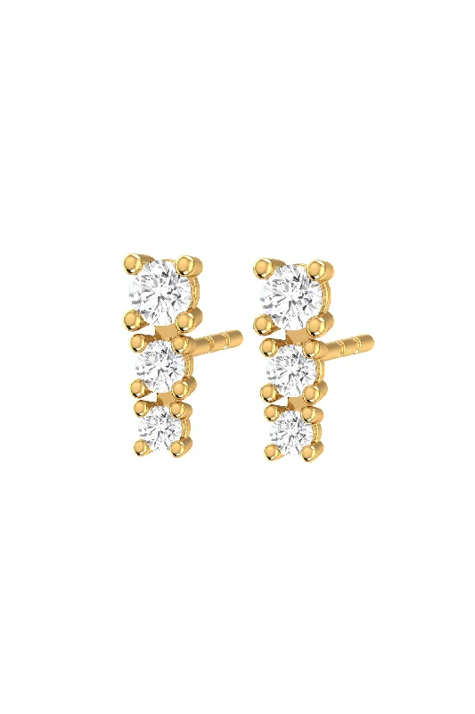 Elegant Silver Drop Earrings-Degrade 18K Gold Earrings w. Lab-Grown Diamonds