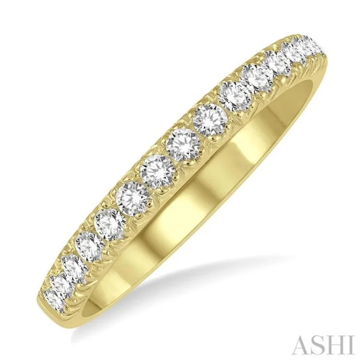 Adjustable Engagement Rings-1/3 ctw 15Stones Round Cut Diamond Wedding Band in 14K Yellow Gold