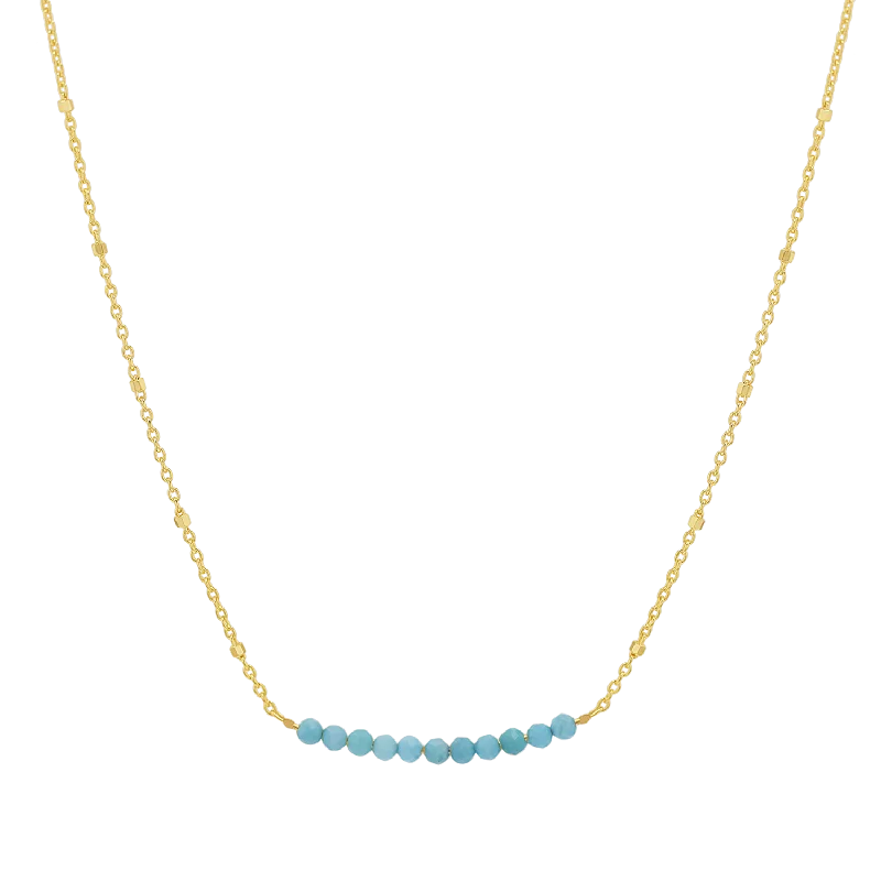 Chunky Necklaces-Turquoise Bead Bar Necklace