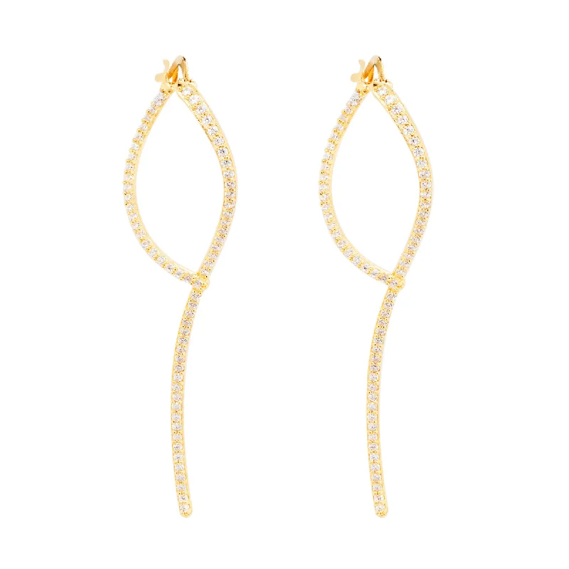 Personalized Drop Earrings for Women-Loop 18K Gold Plated Earrings w. Zirconias