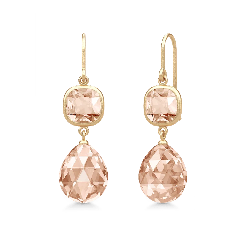 Geometric Hoop Earrings-Olivia Peach Gold Plated Earrings