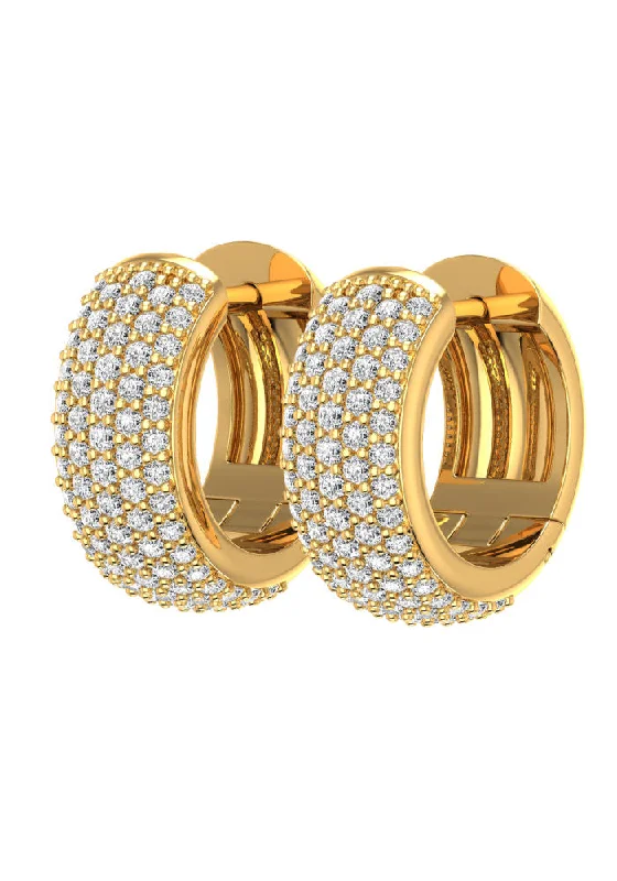 Custom Hoop Drop Earrings-Grand Pave 18K Gold Earrings w. Lab-Grown Diamonds