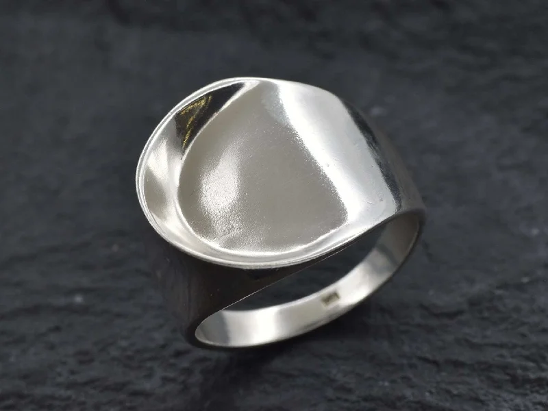 Designer Vintage Wedding Bands-Chunky Silver Ring - Artistic Silver Ring - Unisex Silver Ring