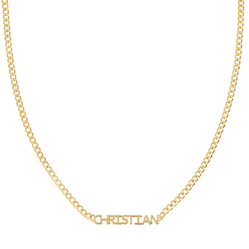 Women's Necklaces-Mini Single Name Cuban Chain Necklace