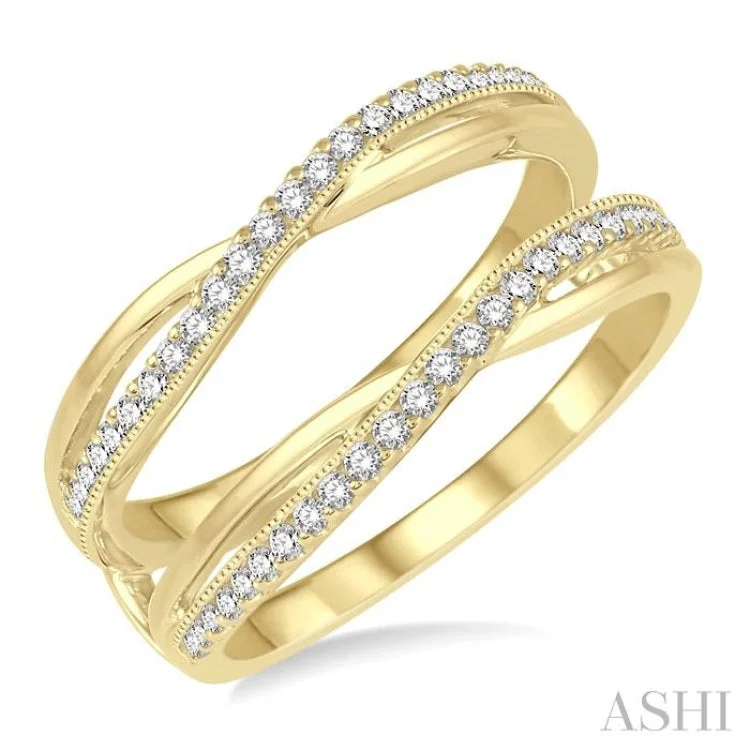 Handcrafted Engagement Rings-1/4 ctw Round Diamond Insert Ring in 14K Yellow Gold