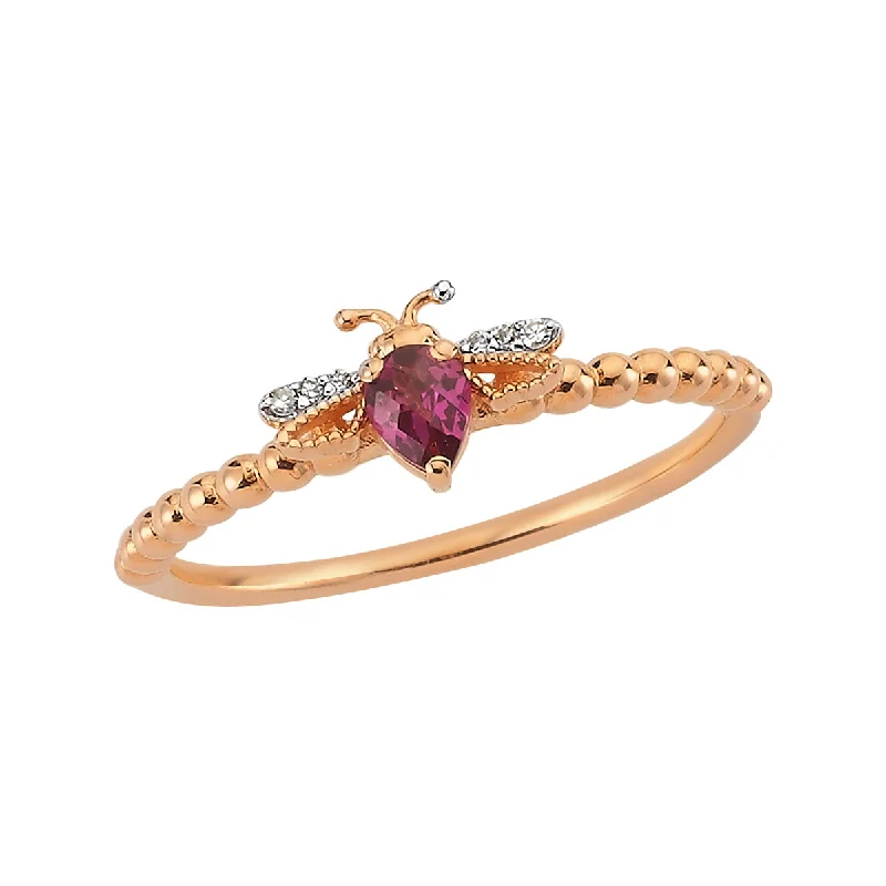 Rose Gold Wedding Rings for Women-BEE GOLD DIAMOND RING