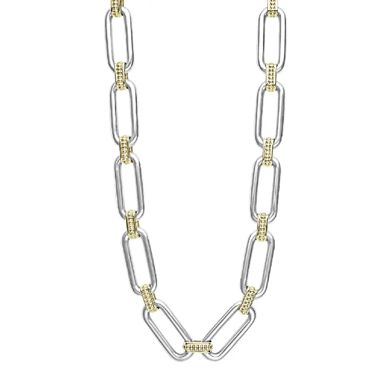 Amulet Necklaces-Lagos Sterling 18K & Sterling Silver 18" Fluted Link Toggle Necklace