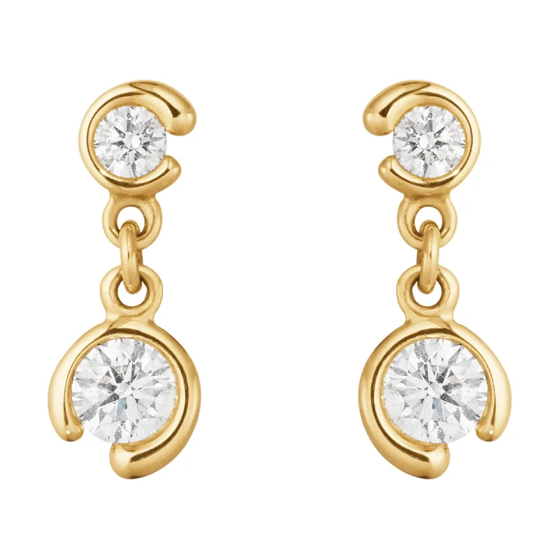 Geometric Drop Earrings-Mercy Dobble solitaire 18K Gold Earrings w. Diamond