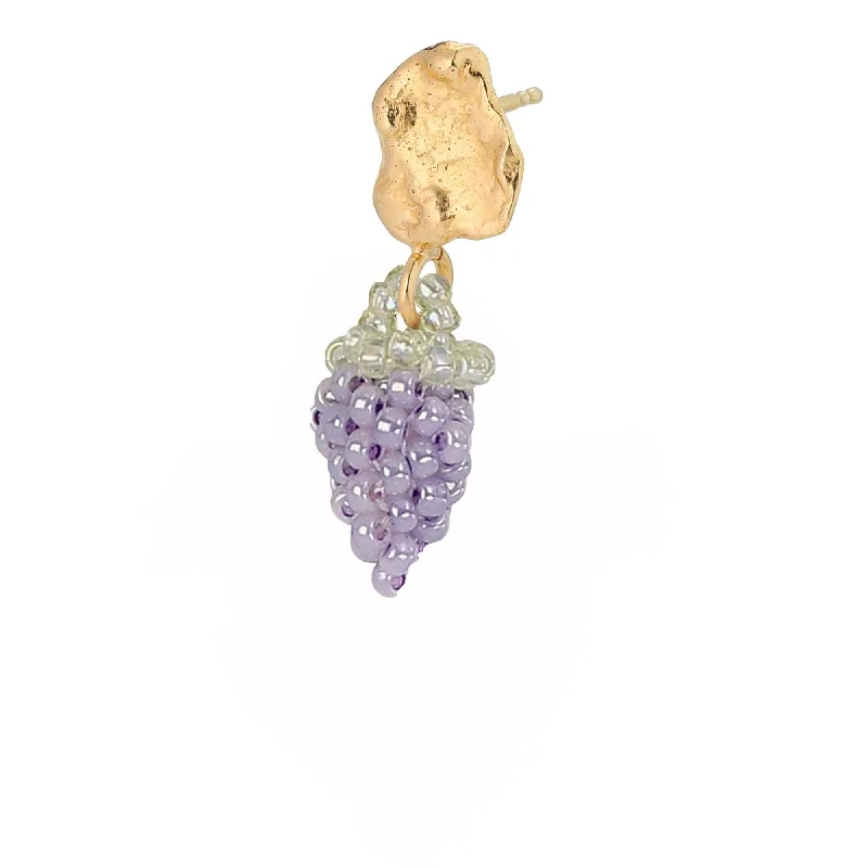 Luxury Pearl Drop Earrings-Tiny Gold Blob Pale Grape Earring Gold Plated, Purple Beads