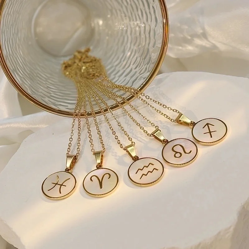 Romantic Necklaces-Basic Constellation Stainless Steel Plating 18k Gold Plated Pendant Necklace