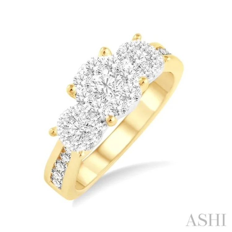 Simple Custom Wedding Band Sets-1/2 ctw Lovebright Round Cut Diamond Ring in 14K Yellow and White Gold