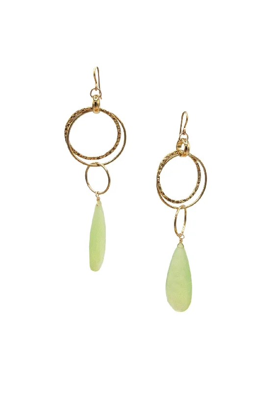 Modern Hoop Earrings for Women-Green Chalcedony Multi Link Earrings