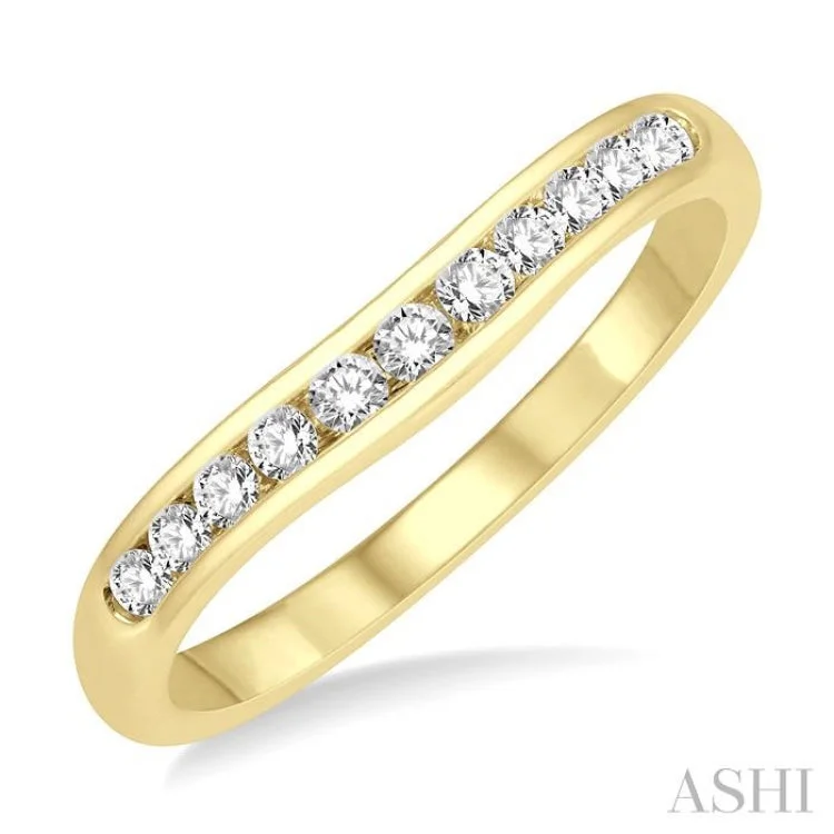 Men’s Custom Promise Rings with Engraving-1/4 ctw Round Cut Diamond Inlay Wedding Band in 14K Yellow Gold