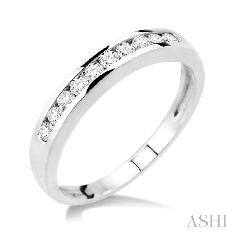 Men’s Personalized Rings-1/4 ctw Channel Set Round Cut Diamond Band in 14K White Gold