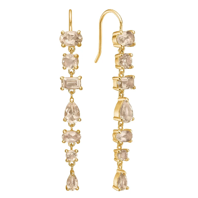 Unique Drop Earrings-Unicorn 18K Gold Plated Earrings w. Quartz