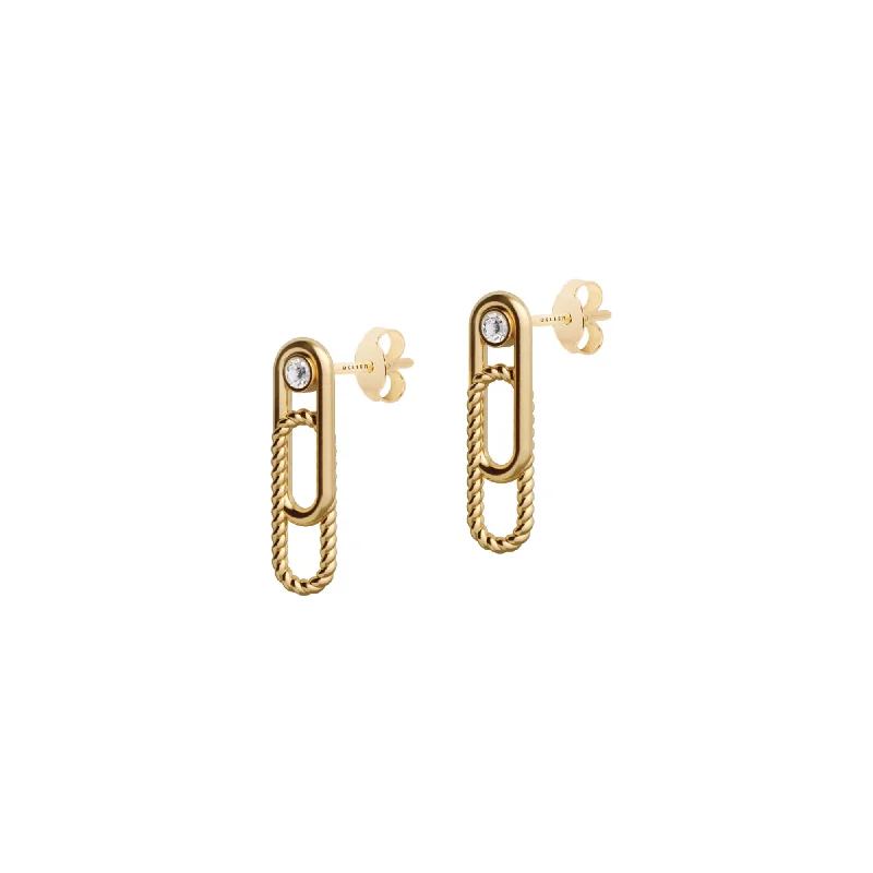 Crystal Hoop Drop Earrings-Elements N°2 18K Gold Earring w. Diamond