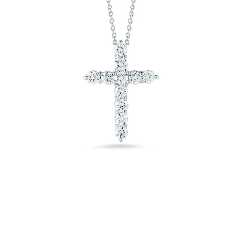 Elegant Pendant Necklaces-Roberto Coin 18K White Cross Diamond Pendant