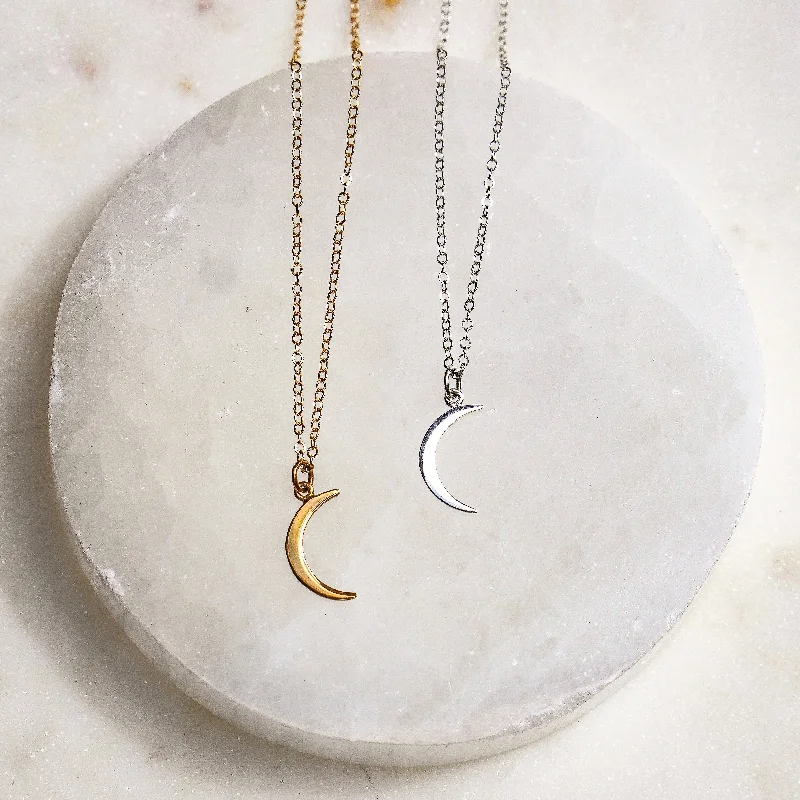 Heart Pendant Necklaces-Mini Moon Pendant Necklace