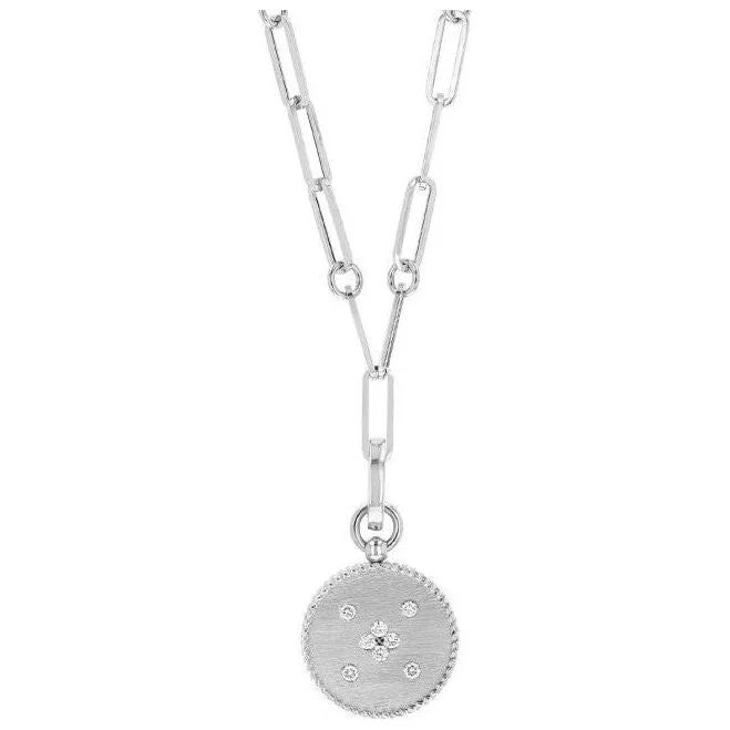 Quote Necklaces-Roberto Coin 18K White Gold Venetian Princess Medallion Necklace