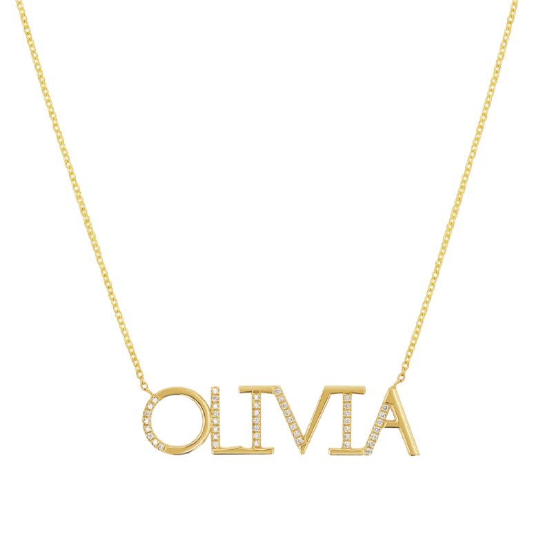 Wedding Necklaces-Diamond Sprinkle Name Necklace