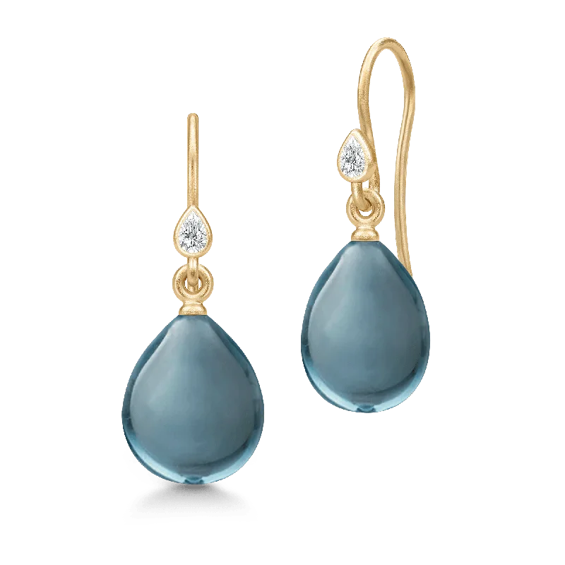 Modern Gemstone Earrings-Prima Ballerina London Blue Gold Plated Earrings