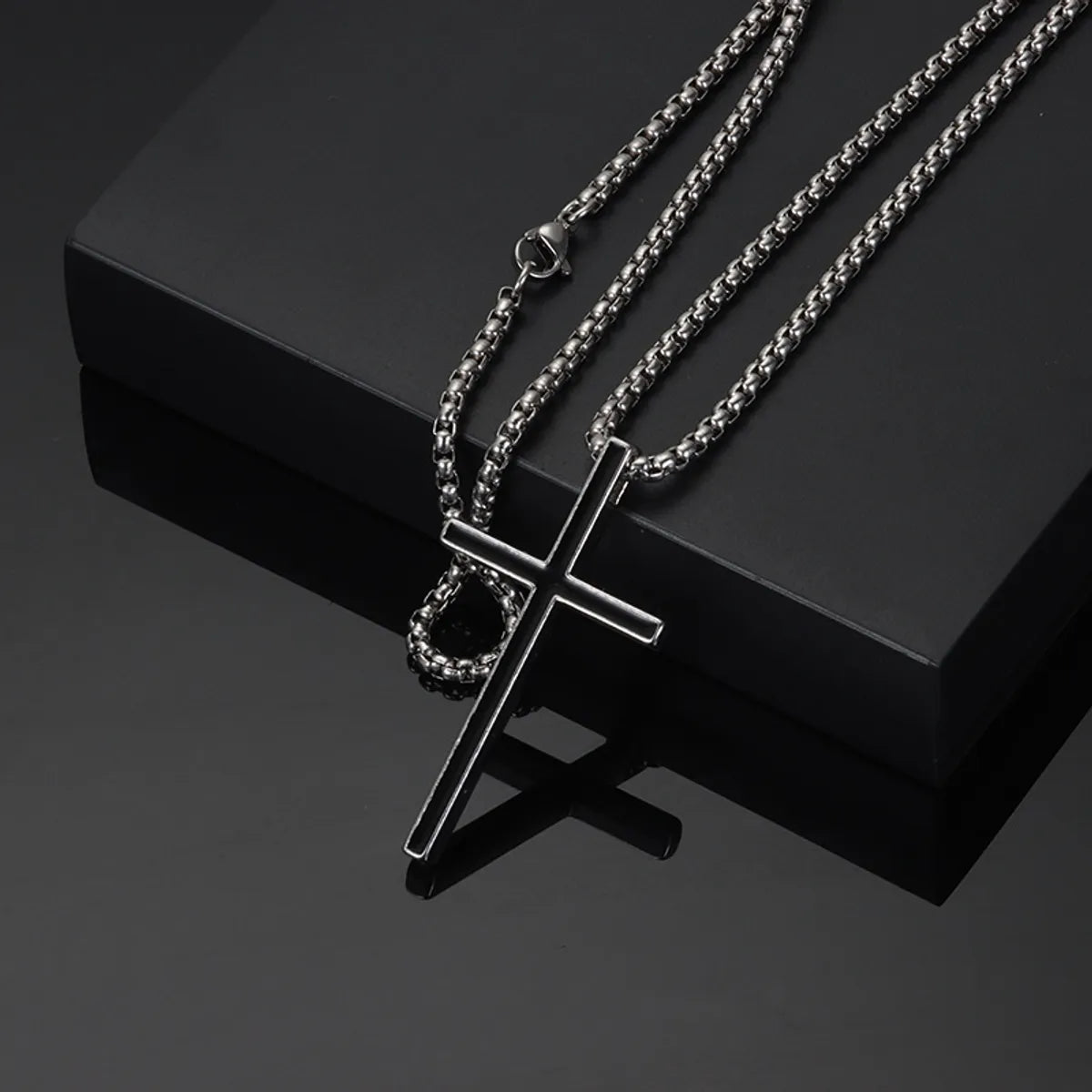 Perforated Large Cross Necklace 70cm