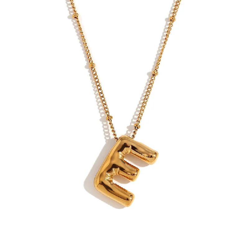 Party Balloon Letter Pendant Necklace - Gold E