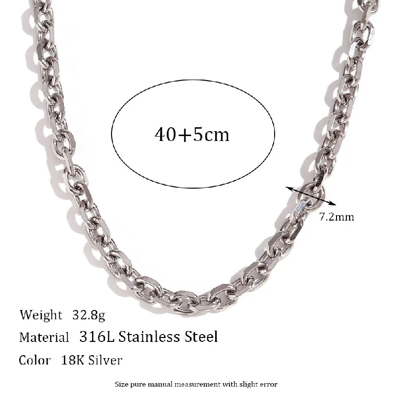 7.2mm Cross Collar Chain - Steel Necklace -40cm 5cm